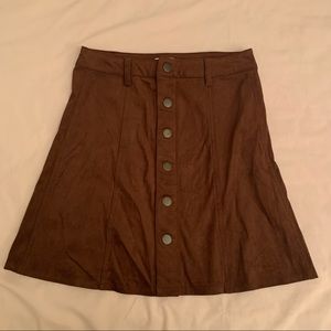 Brown Button Up Suede Skirt